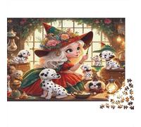 Witch with Puppies Jigsaw Puzzles 1000Pc Recycled Paper for Adults Puzzle for Adults Educational Game Decompression Fun Home Present Great Gift for Kids Age 12 Years Up 52x38cm/1000pcs