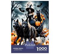Witch Wolf Pumpkin Bat 1000pc Jigsaw Puzzle Bundle Spooky Halloween Pack Premium Jigsaw Puzzle Premium Cardstock Senior Enthusiasts Concentration Training Housewarming Office Break Gift Game 70x50cm/1