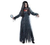Witch Women Scary Zombie Vampire Halloween Costume Horror Spooky Ghost Sexy Dress Medieval Cloak Hooded Cape(Ghost Bride,L)