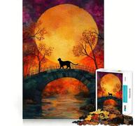 Witchcraft Black Cat Adult Jigsaw1000 Pieces Memory Skill Fun Stable Fit No Shifting Parts Compact Fun for Family Game Time (38x26cm)