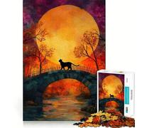 Witchcraft Black Cat Puzzles for Adults 1000 Pieces Mental Boost Play Neat Cut Perfect Alignment Bonding Activity for Loved Ones (50x75cm)