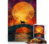 Witchcraft Black Cat Teenager Jigsaw Puzzles 1000 Pieces Memory Power Soothing Hobby Seamless Fit Cozy Xmas Gift (38x52cm)