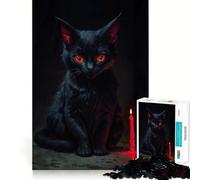Witchcraft Black Cat with Red Eyes Jigsaw Puzzle 1000 Piece Cognitive Fun Play Precise Interlock Structure Bonding Activity for Loved Ones (50x75cm)