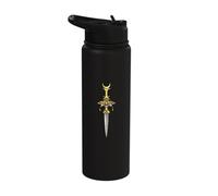 Witchcraft Blackcraft Goth Moth Cresent Moon Dagger Stainless Steel Insulated Water Bottle
