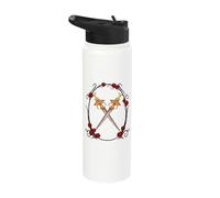 Witchcraft Blackcraft Goth Roses Crossed Moth Swords Dagger Stainless Steel Insulated Water Bottle