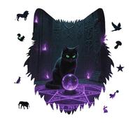 Witchcraft Cat Jigsaw Puzzle 175PCS Wolf Head Design Puzzle Wooden Jigsaw Puzzles for Adults Families