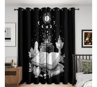 Witchcraft Curtains Blackout for Home Decor, Thermal Curtains Magic Witchy Book Alchemist Pattern, Living Room & Bedroom Eyelet Drapes 72 Inch Drop, 46x72, 2 Panels B&977