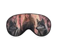 Witchcraft Goddess with Wolf Dogs Sleep Mask Lightweight Blindfold Eye Mask with Adjustable Strap for Men Women