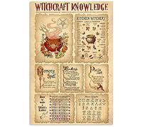 Witchcraft Knowledge Metal Tin Signs Emory Spell Infographic Posters Witch Guide Plaque Decoration Art Home Room Farmhouse Party Wall Decor 12x16 Inches