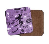 Witchcraft Square Coaster - Pattern Stars Witch Coven Magical Ritual Witchcraft Spiritual Men Women Friend Kitchen Drink #82786