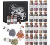 Witchcraft Supplies Herbs and Flowers Kit - Bigger Size 18pack 1.06oz Natural Dried Herbs Set with Crystals Spoon - Witchy Beginners Experienced Dried Herbs Box for Spells Rituals Room Altar Decor
