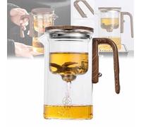 Witchcraft Teapot, Magic Teapot - Kianstier Witchcraft Teapot with Wooden Handle, Enchantipot Magic Tea Pot, Glass Teapot with Strainer, Water Separation Glass Teapot with Wooden Handle (S)