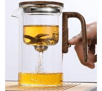Witchcraft Teapot, Press Control Enchanted Teapot, Magic Teapot with Infuser, 2-in-1 Magical Teapot for Loose Tea, Witch Glass Tea Pot, Magical Teapot Glass with Wooden Handle