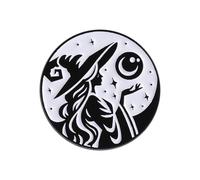 Witchcrafts Jewelry Enameled Brooch Goth Accessory With Punk Cats And Moons Motifs For Halloween Costume Decoration Punk Witch Badge