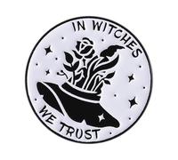 Witchcrafts Jewelry Enameled Brooch Goth Accessory with Punk Cats and Moons Motifs for Halloween Costume Decoration Magical Themed Pin