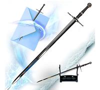 Witcher Letter Opener - Geralt of Riva Steel Prop Replica Miniature with Stand Miniature Witcher Sword Video Game Gift for Fans Gamers & Collectors