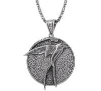 Witcher Necklace Medallion - Ciri Swallow Zireael Pendant with 60cm Chain, Medieval Fantasy Amulet for Witcher Cosplay Costume Accesory, RPG Gaming Jewelry Gift for Men Women
