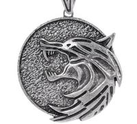 Witcher Necklace Medallion - Wolf School Hunter 60cm Chain Pendant, Medieval Fantasy Amulet for Witcher Cosplay Costume, RPG Gaming Jewelry Gift for Men Women (Geralt's Wolf)