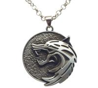 Witcher Necklace Medallion - Wolf School Hunter Geralt, The white wolf Stainless Steel Pendant with 50cm Chain, Medieval Fantasy Amulet for Witcher Cosplay, RPG Gaming Jewelry Gift for Men Women