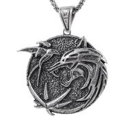 Witcher Necklace Medallion - Wolf School Hunter Pendant with 60cm Chain, Witcher Trio Geralt Ciri Yen Costume Medieval Fantasy Amulet for Witcher Cosplay, RPG Gaming Jewelry Gift for Men Women
