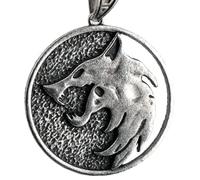 Witcher Necklace Medallion - Wolf School Hunter Vesemir 60cm Chain Pendant, Medieval Fantasy Amulet for Witcher Cosplay, RPG Gaming Jewelry Gift for Men Women