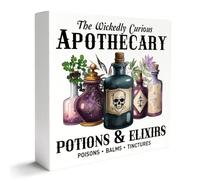 Witches Apothecary Decor Wooden Box Sign, Witchy Witchcraft Decoration for Home, Bedroom, Bathroom, Mystical Table Decor, Potions & Elixirs, Gifts for Women, Men, Friends, Girls