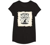 Witches Be Crazy Funny Halloween Magic Spellcaster Gift T-Shirt, Girls, Black, Large