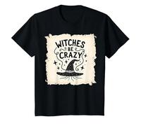 Witches Be Crazy Funny Halloween Magic Spellcaster Gift T-Shirt, Kids, Black, 6 Years