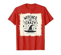 Witches Be Crazy Funny Halloween Magic Spellcaster Gift T-Shirt, Men, Red, L