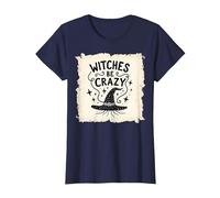Witches Be Crazy Funny Halloween Magic Spellcaster Gift T-Shirt, Women, Navy, XS