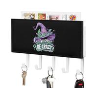 Witches Be Crazy Funny Witch Key Holder Wall Mounted Key Rack Organizer with 5 Hooks