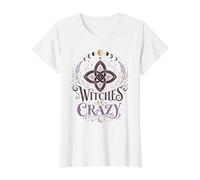 Witches Be Crazy Witch Knot Halloween 1692 Salem Value Graphic T-Shirt, Women, White, M