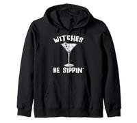 Witches Be Sippin Witchy Wine Halloween Party Drinking Zip Hoodie