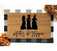 Witches Be Trippin Doormat Funny Fall Doormat Hocus Pocus Sanderson Sisters Fall Decor Halloween Decoration Fall Porch Decor Machine Washable Shoe Mat Porch Decor 23.6x15.7 Inch