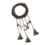 Witches Bells - 11.81 inches Handmade Rattan Wind Chime | Vintage Witch Bell Door Hanging Ornament, Wind Chimes, Wreath Style, Drives Away Negative Energy, Halloween Decoration for Garden