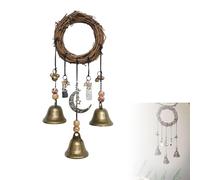 Witches Bells, Handmade Hanging Bell for Home Protection, Spiritual Decor with Rattan Wreath and Metal Bells, 30x12.75cm Witch Bell for Door and Meditation Space