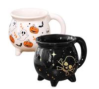 Witches Brew Cauldron Mug, 2PCS Halloween Coffee Mug, Gothic Tea Cup, Novelty Ceramic Mugs Drinking Cups for Coffee, Tea, Beverage, Soup