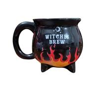 Witches Brew Cauldron Mug Coffee,Mug with Coaster,Gothic Tea Cup with Flame Effect Home Decor,Halloween Witchy Mugs,Birthday Presents Witch Gifts (Black) (Black)