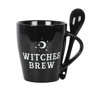 Black Mug & Spoon Set Witches Brew Gothic Pagan Wiccan Halloween Boxed