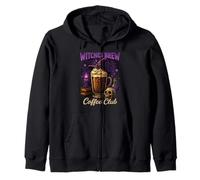 Witches Brew Coffee Club Halloween Witch Hat Latte Design Zip Hoodie