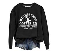 Witches Brew Coffee Company Sweatshirt Women Halloween Crewneck Long Sleeve Graphic Shirts Fall Pullover Tops Women's Jumpers Ladies Jumpers