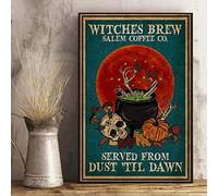 Witches Brew Salem Coffee Served from Dut Til Dawn Skull Halloween Metal Sign 12 x8