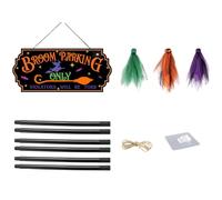 Witches Broom Parking Sign Broomsticks Wood Plaques Ornament Wall Hanging For Front Porch Decoration Indoor Wall Art Front Porch Decoration