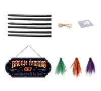 Witches Broom Parking Sign Broomsticks Wood Plaques Ornament Wall Hanging For Front Porch Decoration Indoor Wall Art Front Porch Decoration