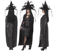 Witches Cape Halloween Ladies Satin Reversible Capes Adults Satin Vampiress
