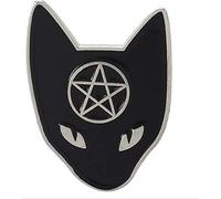 Witches Cat Black Cat & Pentacle Metal Cosplay Pin Badge Brooch (Silver)