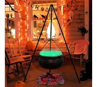 Witches Cauldron - Large Black Plastic Bowl on Tripod with Lights,Black Plastic Bowl Decor Halloween Witch Pot Candy Bucket Decoration for Home Porch Outside