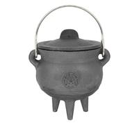 Witches Cauldron | Large Witch Cauldron Pot Bucket with Lid and Handle | Black Kettle Halloween Candy Bowl for Halloween Decorations or Incense Burning