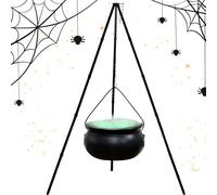 Witches Cauldron on Tripod, Halloween Cauldron Decoration, Spooky Pot Decor, Built-In Lights Design, Compact and Lightweight, 35.43inch, Ideal for Parties or Trick-Or-Treat Setups