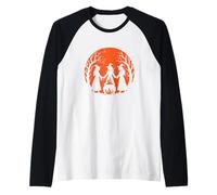 Witches Circle Cauldron Halloween Moon Raglan Baseball Tee